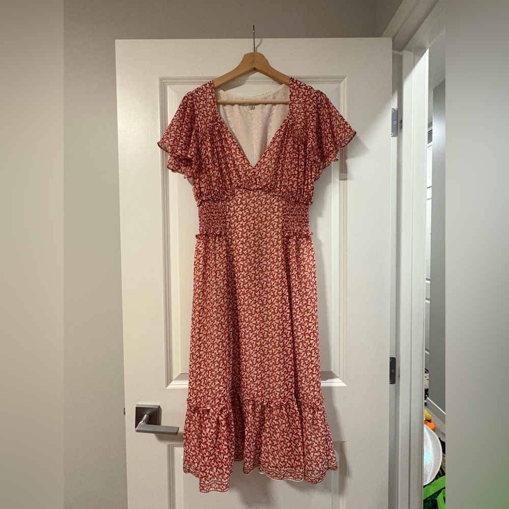 Max Studio Floral Red Dress in size medium